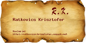 Ratkovics Krisztofer névjegykártya